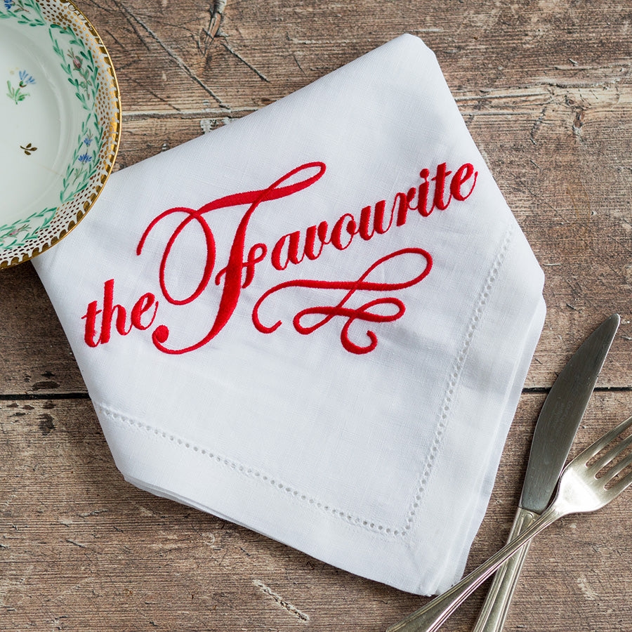 Embroidered French Linen Napkin ("The Favourite")
