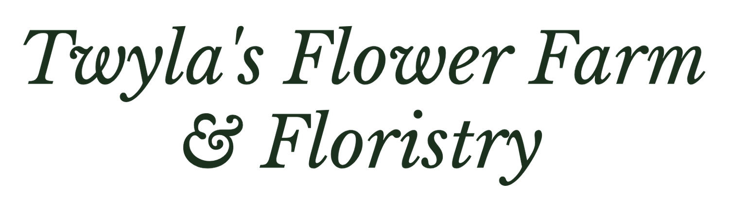 The logo for Twyla's Flower Farm and Floristry .