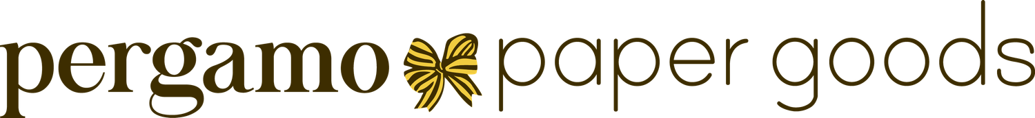 The logo for Pergamo Paper Goods.