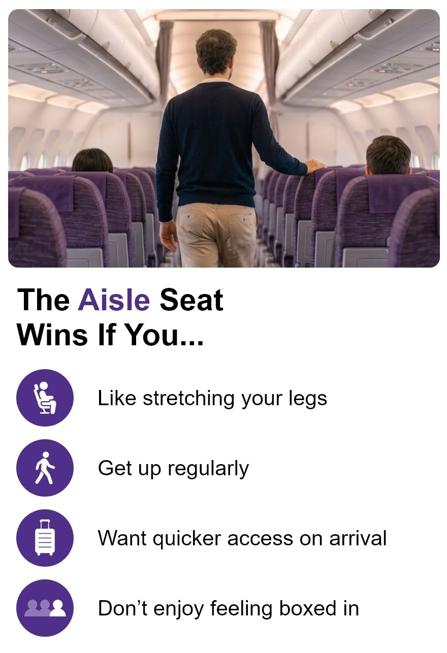 The aisle seat wins if you...