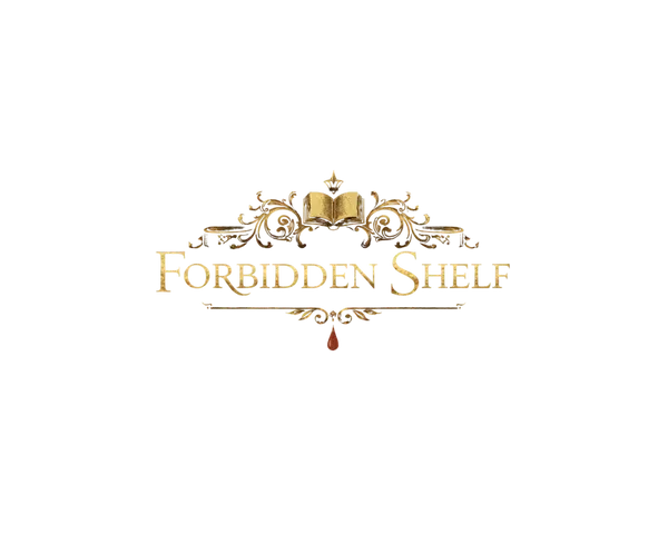 The logo for Forbidden Shelf .